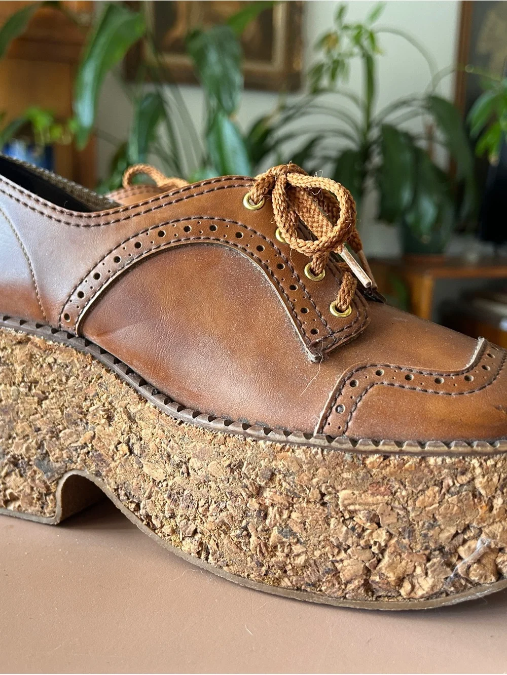 Vintage 1970s platform cork Oxford